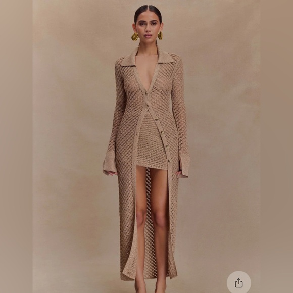 Waverly metallic knit swim coverup-gold